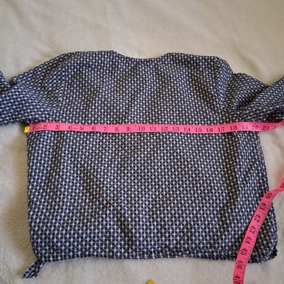 Madewell Women's Size XL Blue White Gingham Textured Cotton Wrap Top - Picture 10 of 11